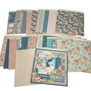 Graphic 45 Cafe Parisian Collection 8 x 8 Loose Paper 2016 Scrapbooking HTF NEW